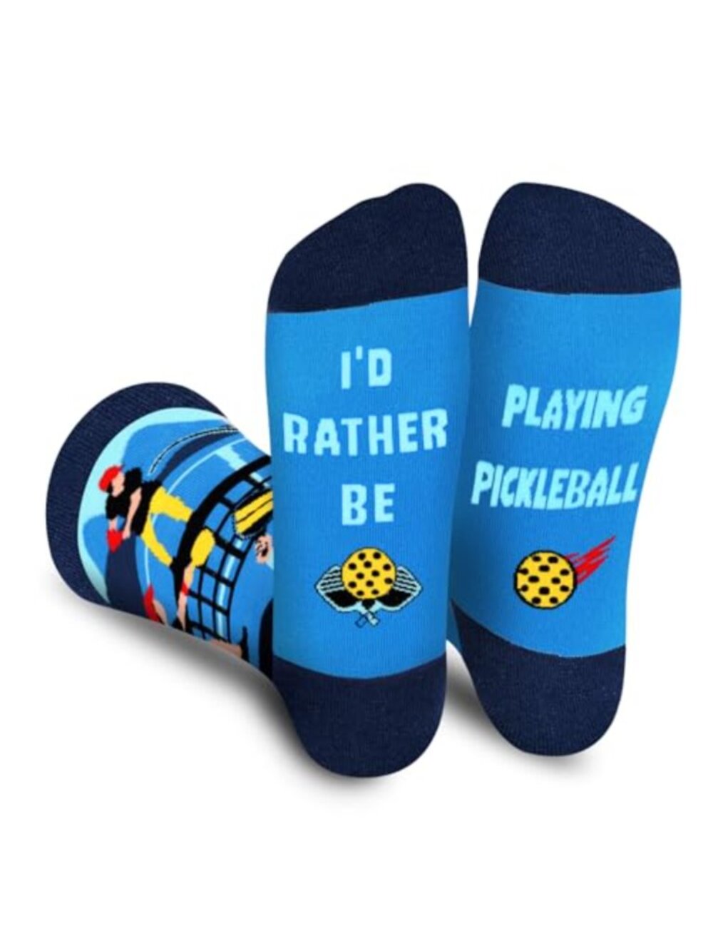 Funny Pickleball Socks Men Teens Cotton Blend Crew Novelty Gift